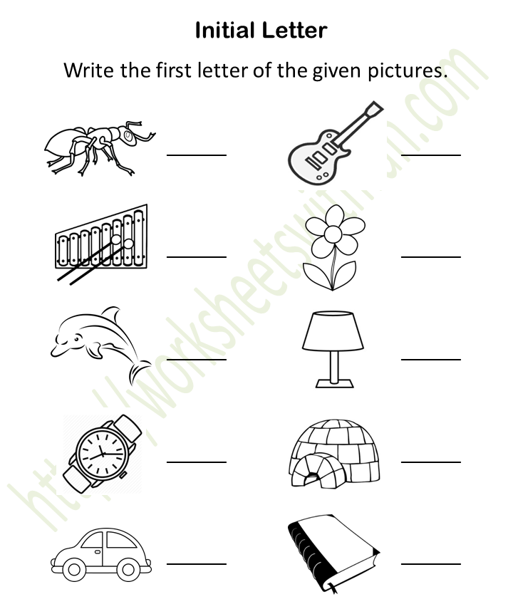 Beginning Write The First Letter Of The Picture Worksheets For Kindergarten